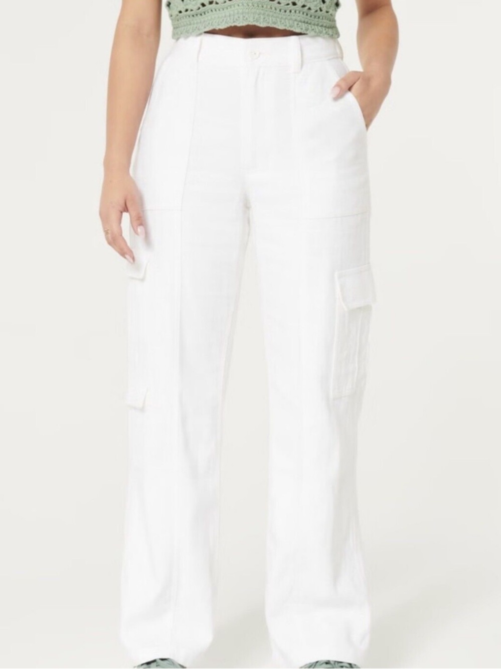 Hollister Ultra High-Rise Linen Blend Baggy 3-Pocket Cargo Pants